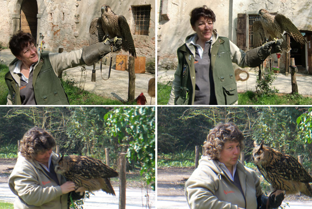 Stefania and Antonella, two friendly, seasoned falconers.