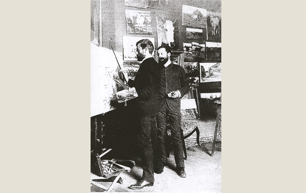 The Gioli brothers, Francesco and Luigi, at work in their studio.