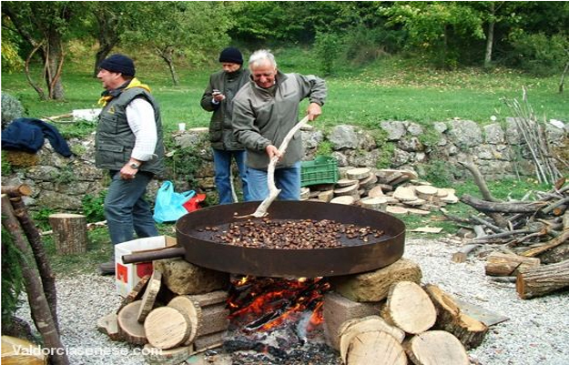 Roasting chestnuts in tuscany