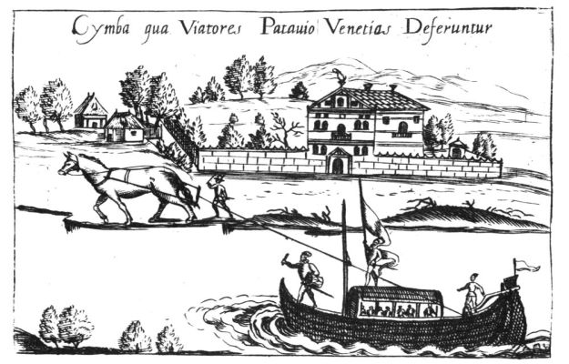 Burchiello pulled by horses 1591